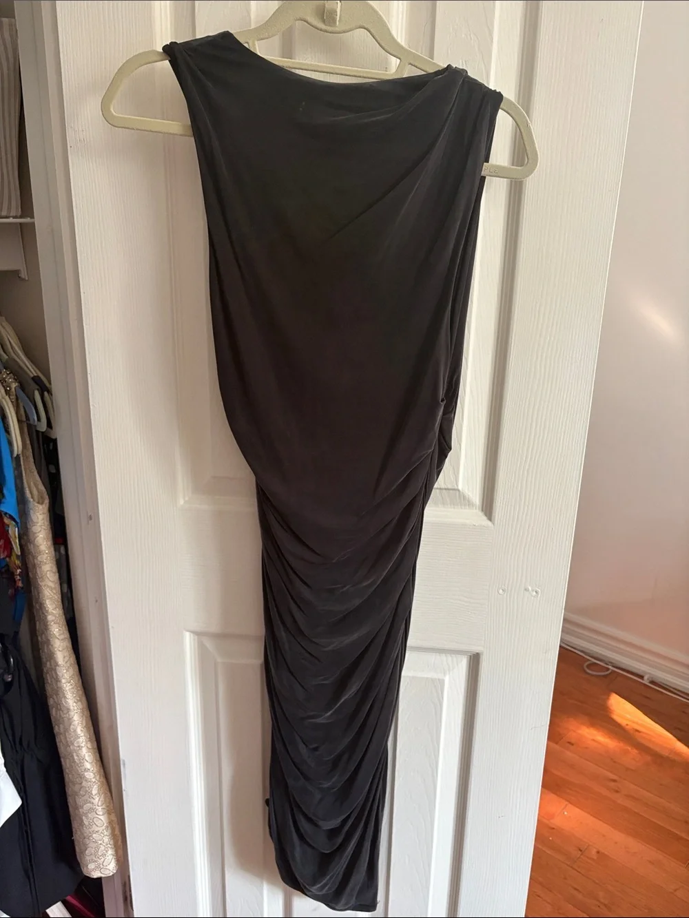 Helmut Lang Black Sleeveless Draped Midi Dress - Picture 2 of 2